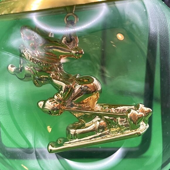 VTG Lenox Disney Mickey Mouse 1997 Gold Plated Sledding Glass Sphere Ornament - Picture 9 of 14